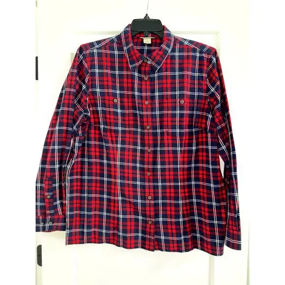 Duluth Trading Plaid Flannel Shirt Women’s XL Red/Blue - Picture 1 of 7